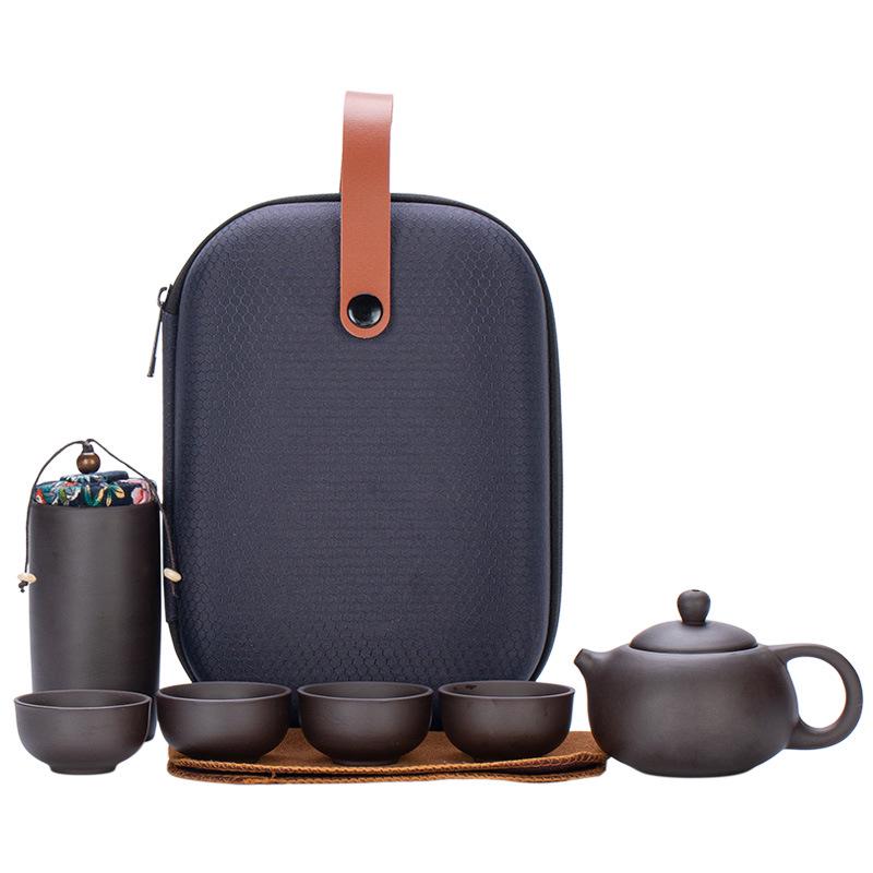 

Purple Clay Xi Shi Tea Set with 4 Cups & Canister - Travel-Friendly Gift, Custom Logo Option