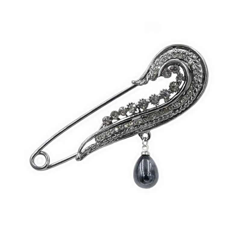 Trendy Retro Gunmetal Lapel Pin Brooch for Silk Scarves European and American