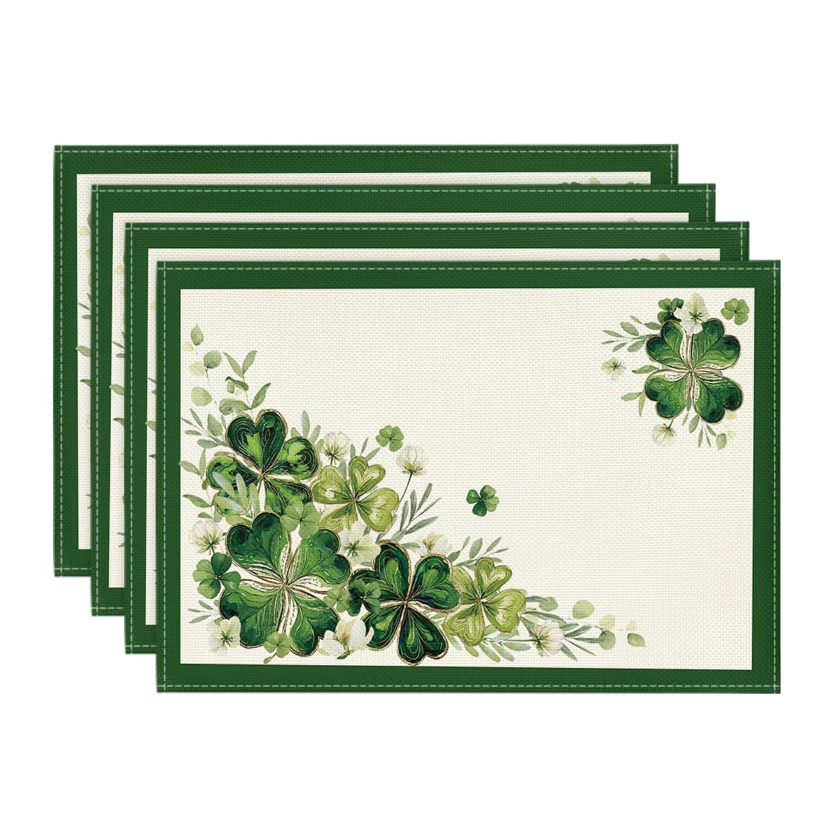 

Shamrocks Floral Leaves St. Patrick s Day Placemats Set of 4, 12x18 Inch Lucky Irish Spring Table Mats for Party Kitchen Dining Decoration 12 x 18 , Rectangular 4 Pcs