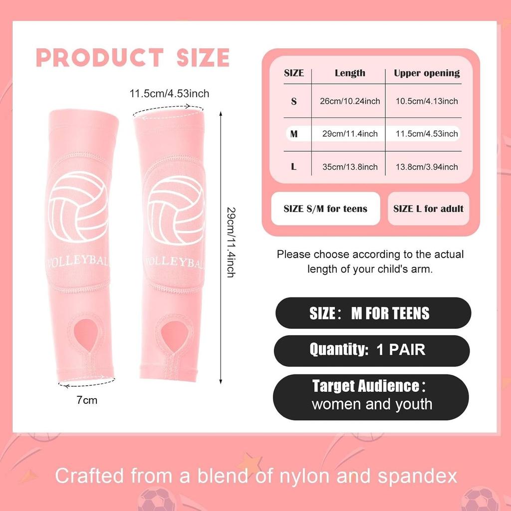 Volleyball-Armschoner für Mädchen, 1 Paar gepolsterte Volleyball-Passing-Ärmel mit Schaumstoffschutz, Volleyball-Armschutz für Jugendliche