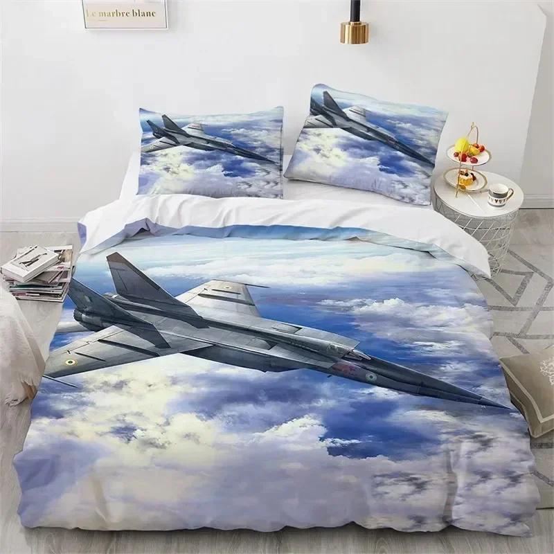 Top Airplane Duvet Cover King Queen Size Microfiber Flying Plane Bedding Set Aircraft Sky Print Comforter Cover Bed