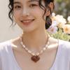 Multi-Color Bead Choker Colorful Statement Jewelry Heart Pendant Necklace Gift For Birthday