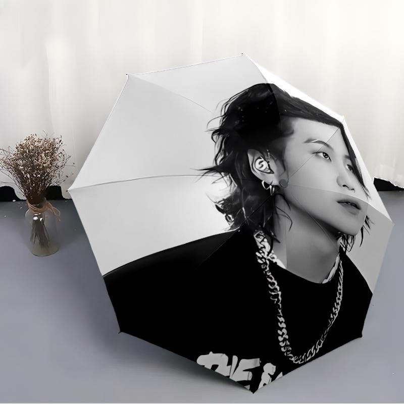 Printed Min YoongiPrinted Folding Umbrella,Outdoor,Leisure,And Travel Umbrella,Durable Umbrella Fabric,Birthday And Holiday Gift