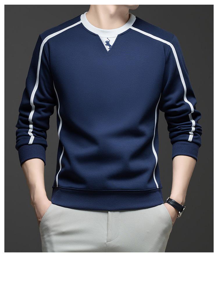 Embroidered Pony Logo Men's Sweatshirt: Fleece-Lined Cotton Blend for 2025 Autumn/Winter Fashion