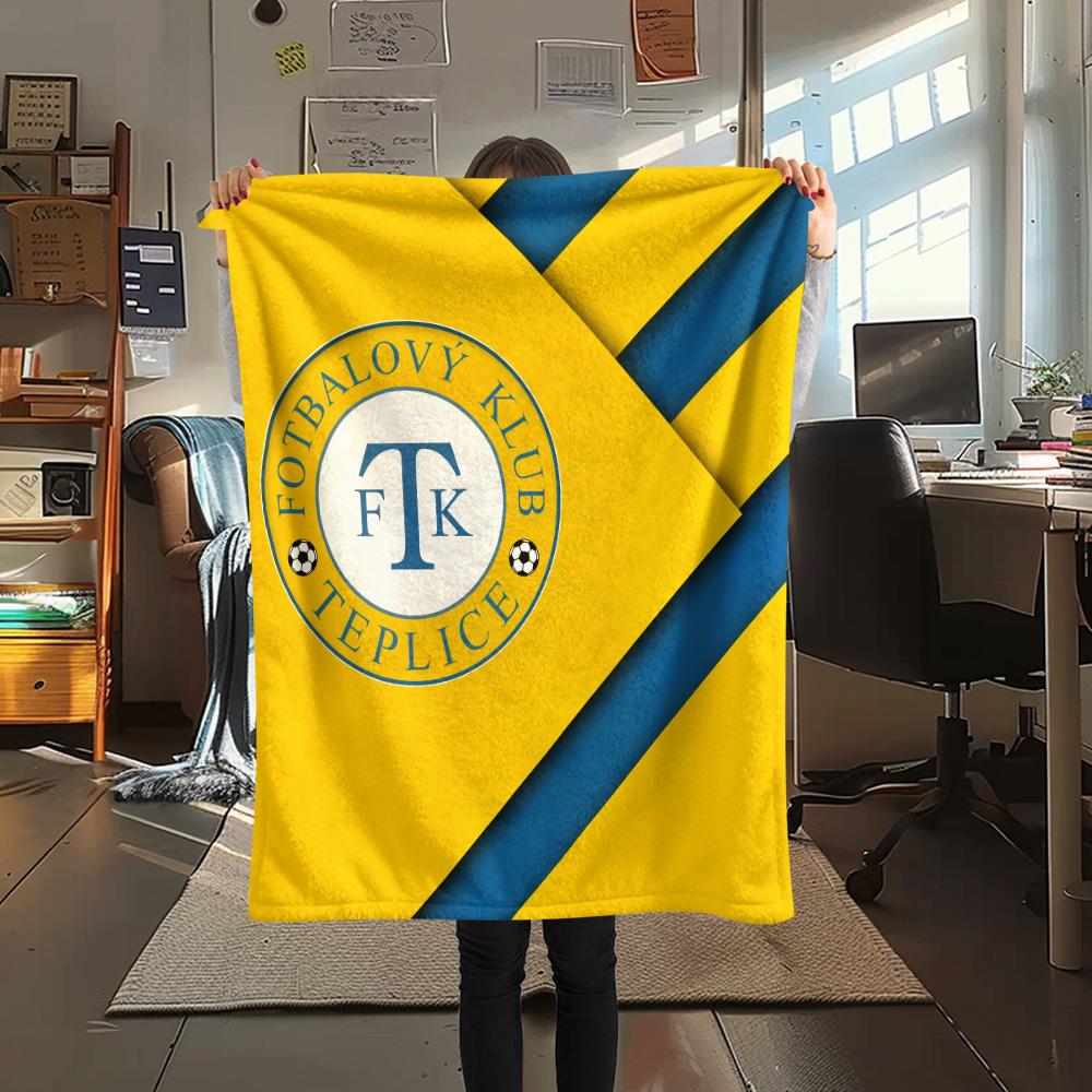 Teplice Football Club  Print Flannel Blanket, High quality Comfortable for All Seasons, Home Decor, Warmth and Comfort
