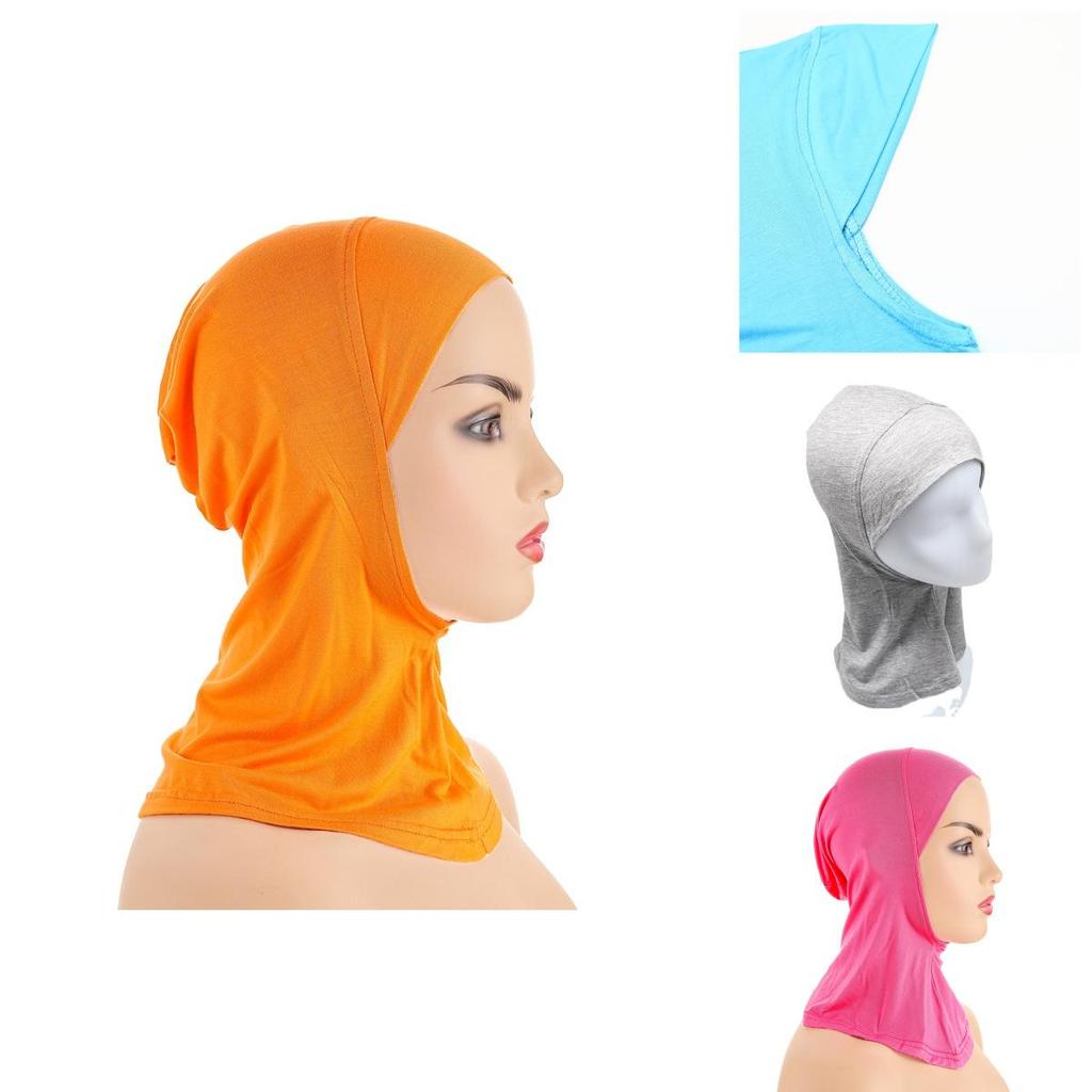 Women's Black Hijab Scarf Muslim Islamic Modal Solid Color Neck Head Under Scarf Cap