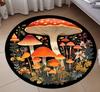 Round Black Carpet Dreamy Colored Mushroom Pattern Rug Living Room Bedroom Anti Slip Dirt Resistant Floor Mat Home Decoration
