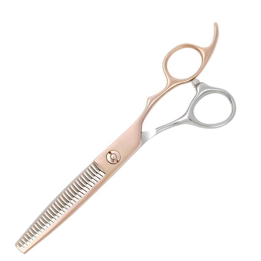 A Japanese Scissors Manufacturer Specializing In GTZ a Pink Gold Titanium and Silver Blade Scissors Thinning Set Approximately Thinning with a