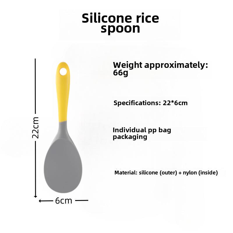 Cuillère à riz et spatule en silicone antiadhésif - Doux pour les casseroles, idéal pour remuer le riz - Ustensile de cuisine