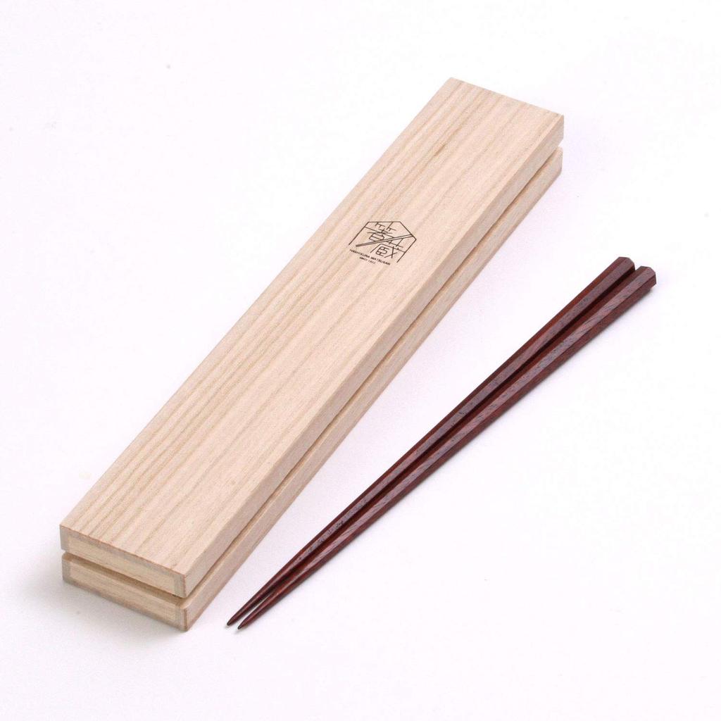 Hashikura Matsukan Chopsticks High Quality Natural Wood 22cm Seven Anagonal Wipe Lacquer Satine Brown Made In Japan G-64561