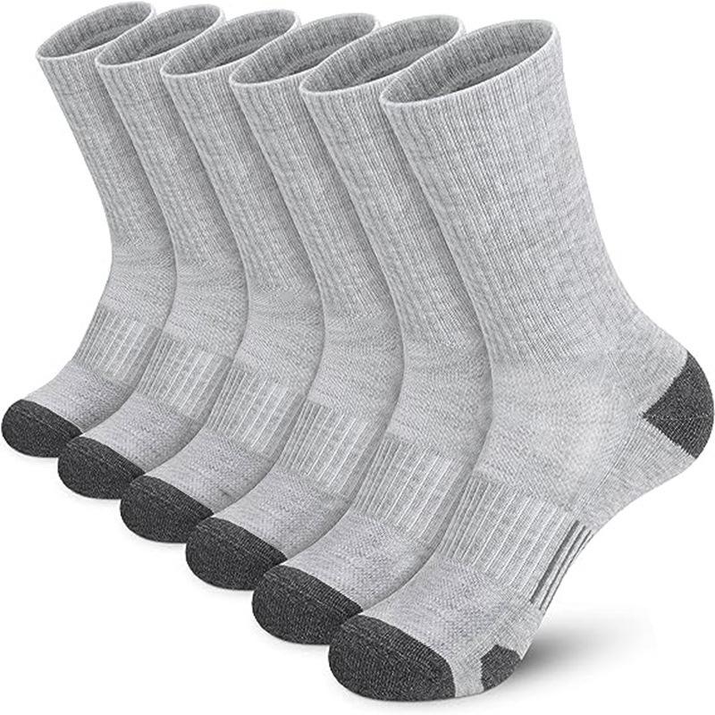 Men's Plus Size Mid-Calf Sports Socks, Black White Gray Color Block, Trendy and Versatile Casual Over-the-Knee Socks.
