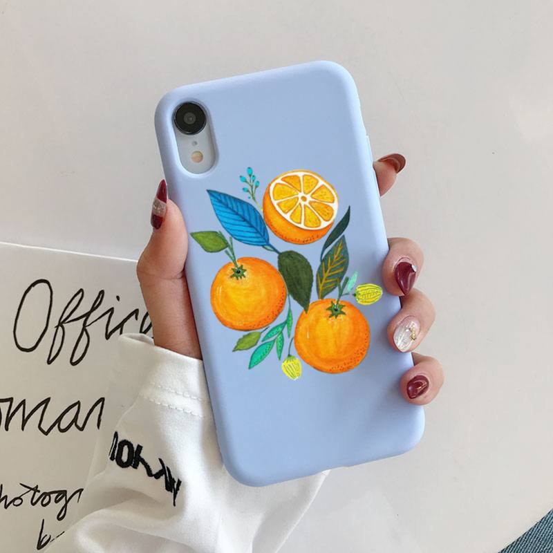 Summer green leaves fruit lemon peach pomegranate grape Phone Case for iphone 13 11 12 mini pro max 7 8 plus 6 6s x xs max xr