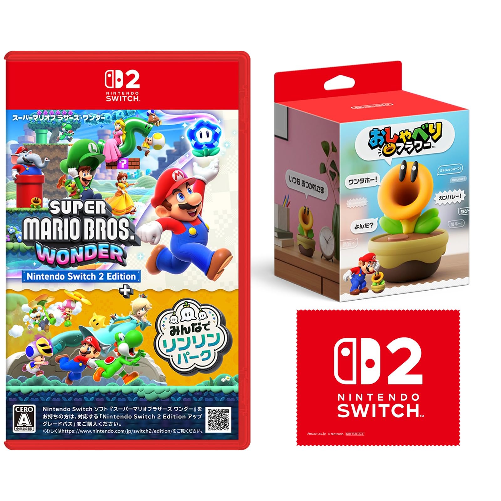 

Super Mario Wonder Nintendo Switch 2 Edition Парк Рінрін для всіх Бонус Квітка, що говорить Дизайн Логотипа Nintendo Switch 2 Мікрофіброва Ганчірка