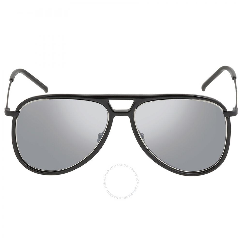 

Saint Laurent Silver Pilot Unisex Sunglasses CLASSIC 11 RIM 002 56