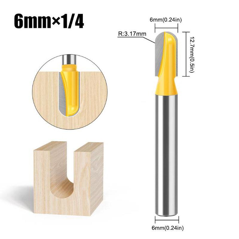 

Набор фрезерных фрез, сверло с круглым концом, 90-градусная V-образная фреза для деревообрабатывающих инструментов, хвостовик 6 мм, 1/4 дюйма 6mm shank NO1 жёлтый