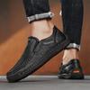 Fashion Comfortable Mens Soft-Soled Slip On Flats Casual Leather Loafers Versatile Business Shoes Non-Slip Male Hiking Shoes Moccasins