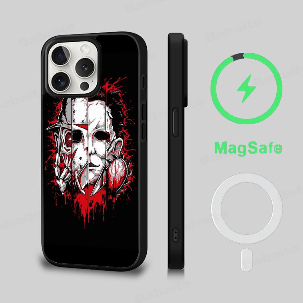 

Чохол для телефону J-Jason V-Voorhees Magesafe Магнітний Бездротова Зарядка Чохол Для iPhone 16 11 12 13 14 15 Pro Max Plus Mini iPhone 15