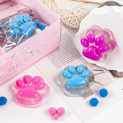 Large Crystal Transparent Jelly Cat Paw Decompression Squeeze Toy