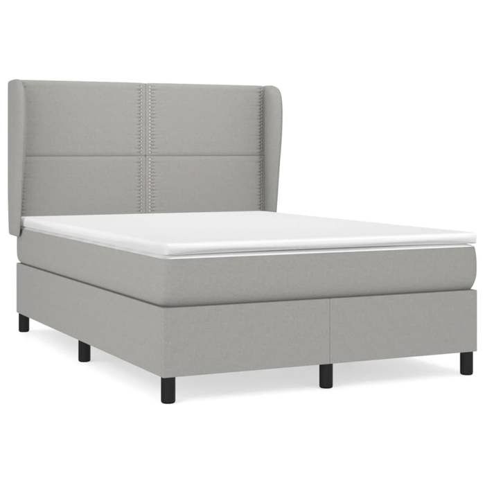 3127885 vidaXL Lit à sommier tapissier avec matelas Gris clair 140x200cm Tissu