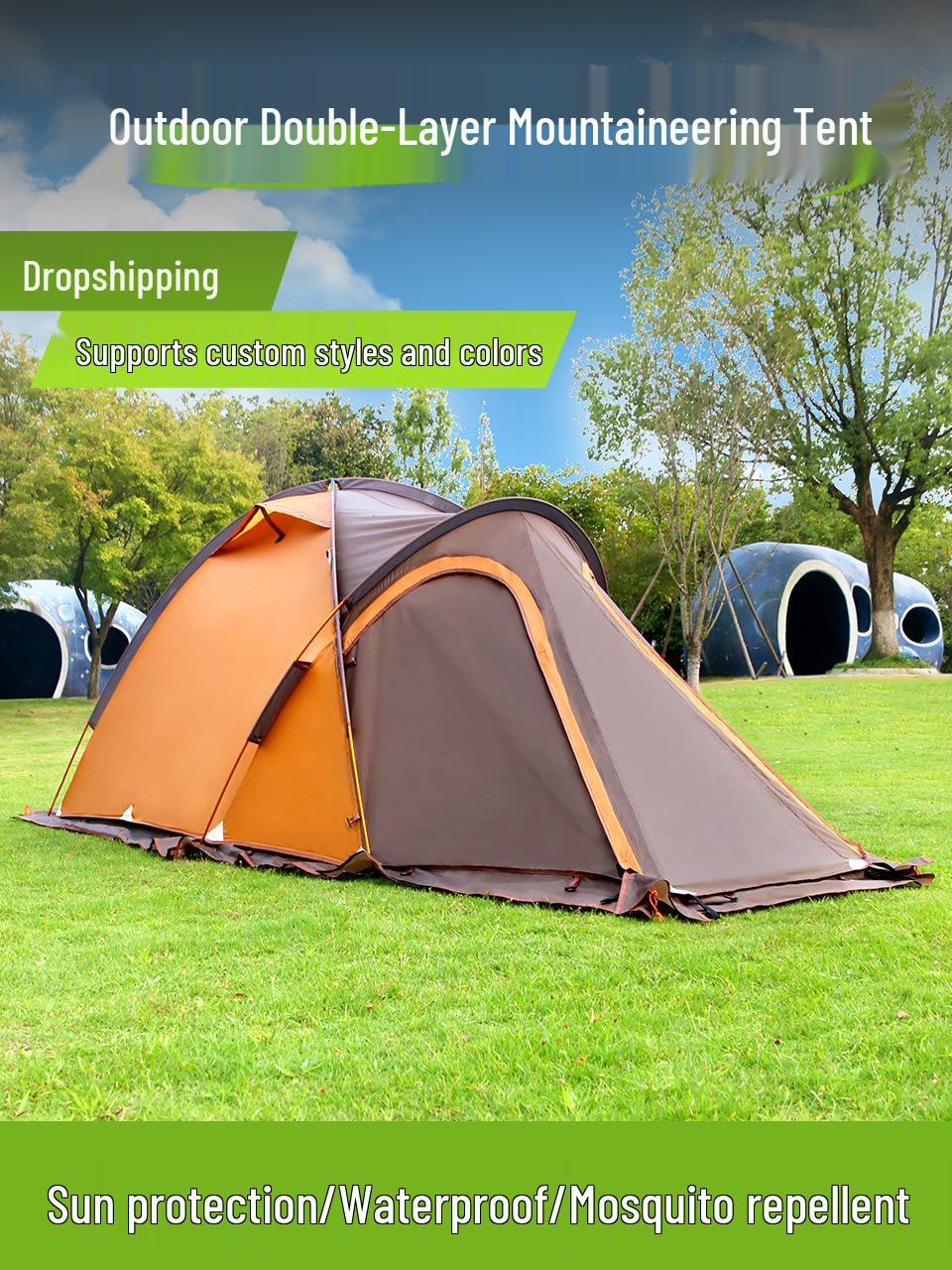 Ultralight 4-Season Windproof Waterproof 2-Person Tent with Aluminum Poles 3-4 Persons