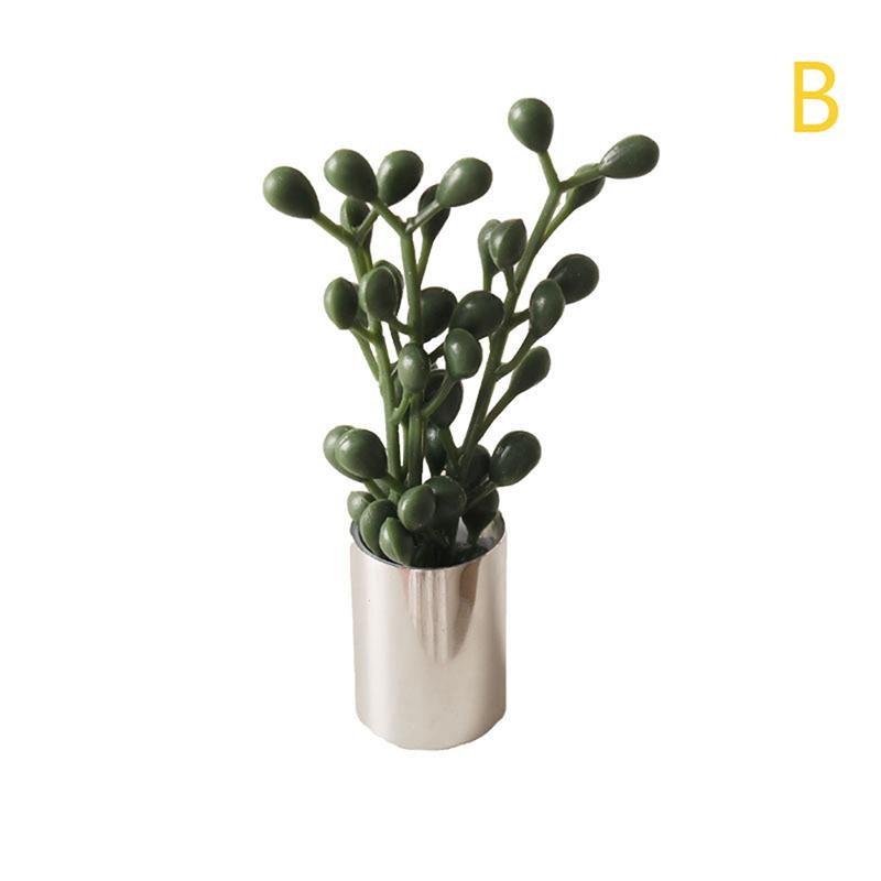1:12 Dollhouse Mini Orange Tree Snow Conifers Moonflower Leafy Plant Potted Green Potted Plants Bucket Flower Home Garden Decor