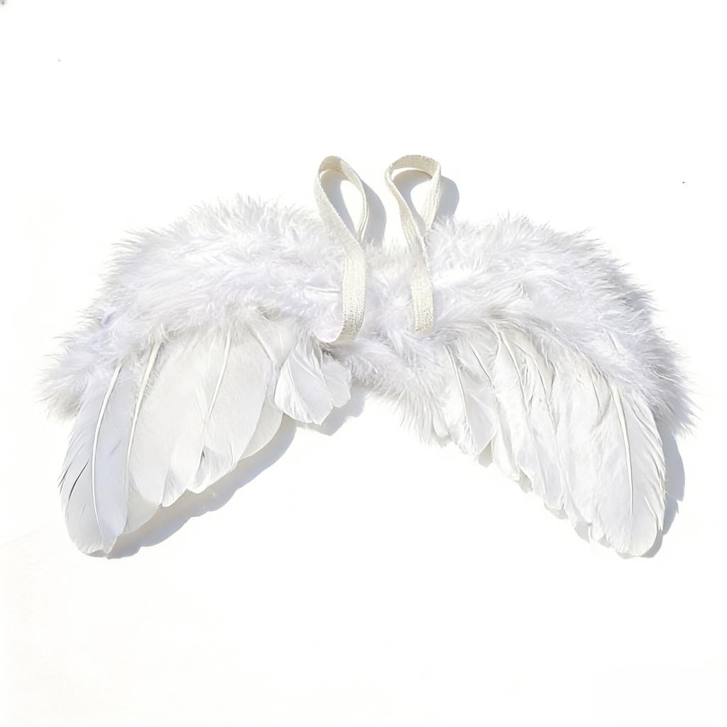 Elegantes Engelsflügel & Tiara Set Bequeme weiße gefiederte Flügel Foto-Requisiten für 0-6 Monate Geburtstags-Fotografie-Zubehör