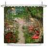 Rural Flowers Scenery Shower Curtain Dreamlike Blooming Flowers Tree Home Bathtub Decor Waterproof Polyester Bathroom Curtains
