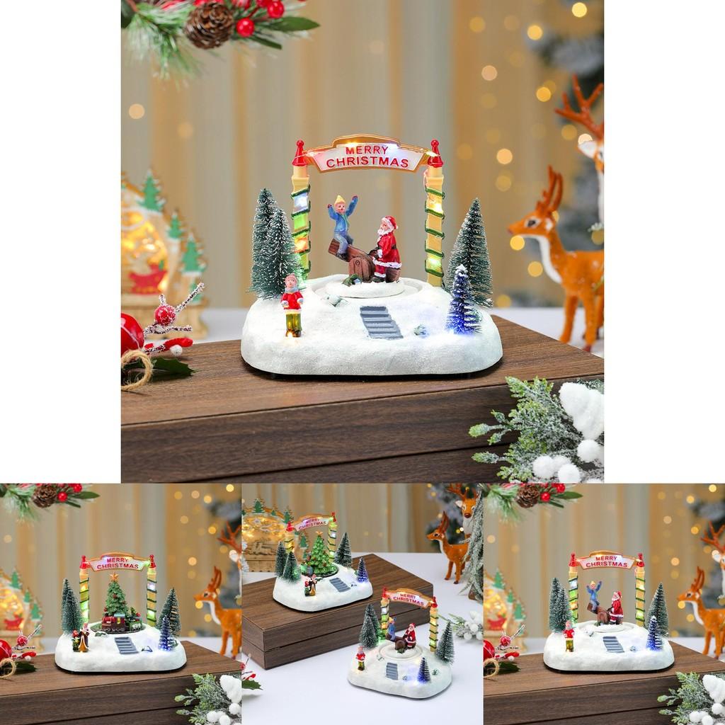 Harz-Drehwippen-Spieluhr Schneeszene Mit Weihnachtsdekoration Für Feiertagsgeschenke Und Schmuckpräsentation