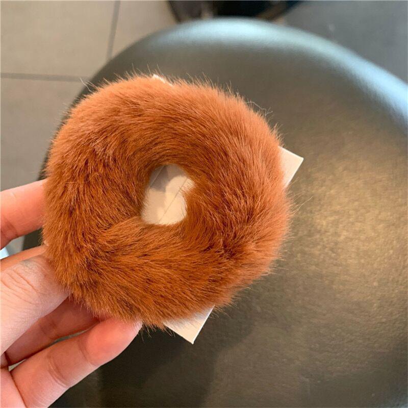 Elastic Faux Fur Hair Bands Scrunchies Vintage Girls Solid Ponytail Holder Rubber Headband Ties Fashion Women Hair Accessories