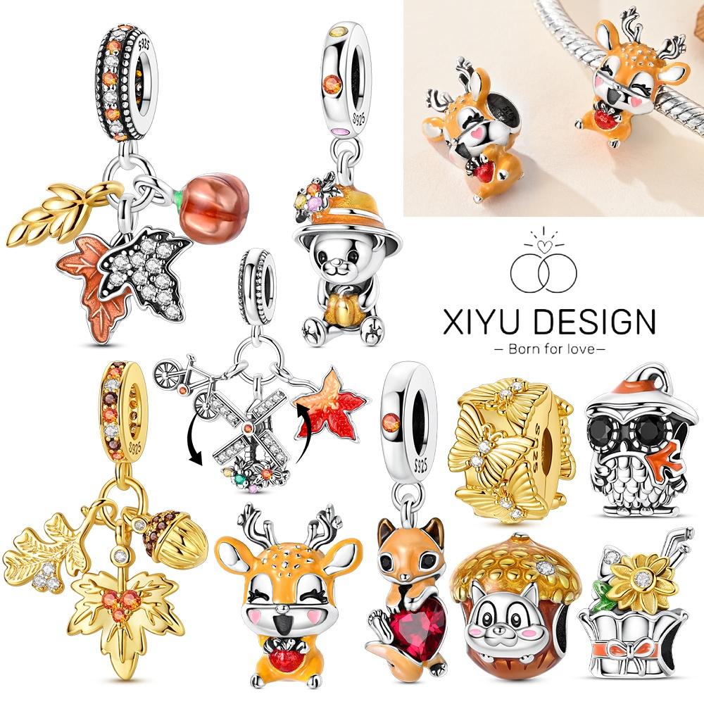 Copper Cute Apple Deer Skewer Decoration Charm Pendant Fit The Brand'S Diy Bracelet Women Christmas Charms For Jewelry Gifts