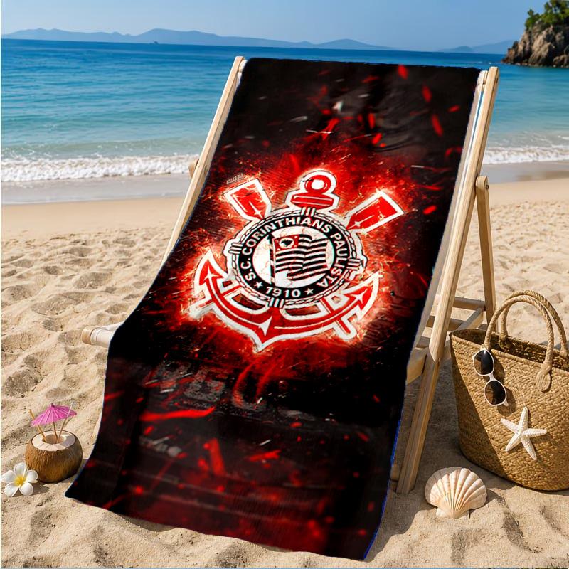 Sport Club Football Crest Printed Microfiber Beach Towel, Soft And Absorbent, Quick-Dry, Ideal for Summer Travel, Beach Essential, Swimming Pool