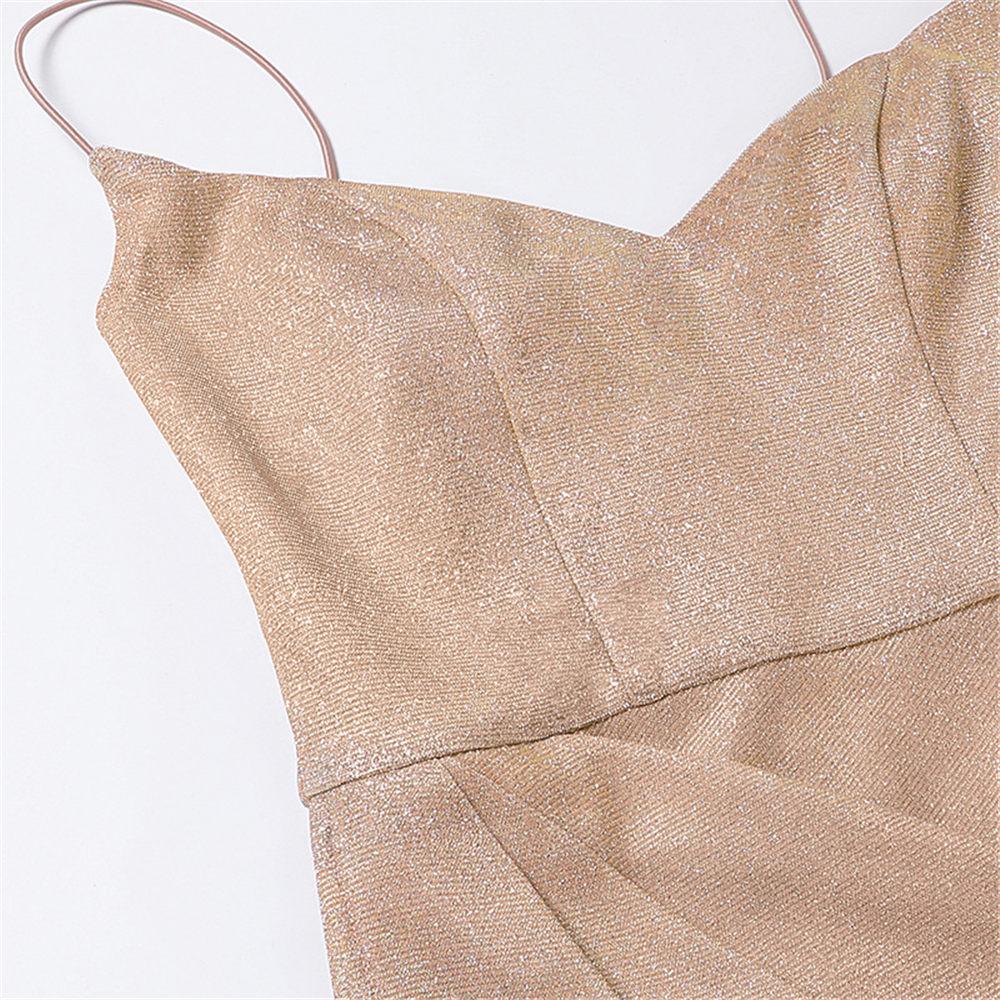 Women Sexy Glitter Sequins Dress Elegant High Slit Spaghetti Straps Bridesmaid Dress for Party Gown Evening Prom