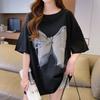 Navava Loose FiT Ribbon PrinT ShorT Sleeve Round Neck T shirT nT1839