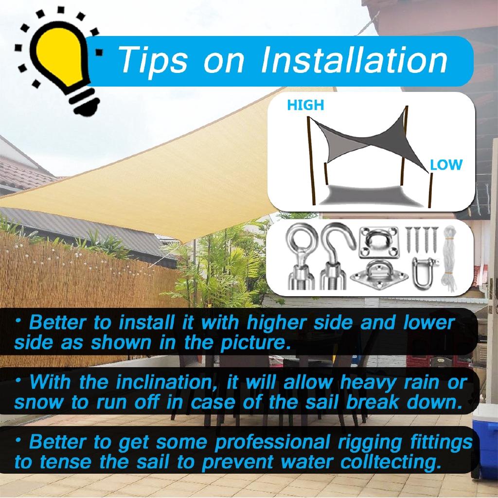 280GSM HDPE Farbic Square Sun Shade Sail Sunshading Nets for Garden Cover Flowers Plants Patio Lawn