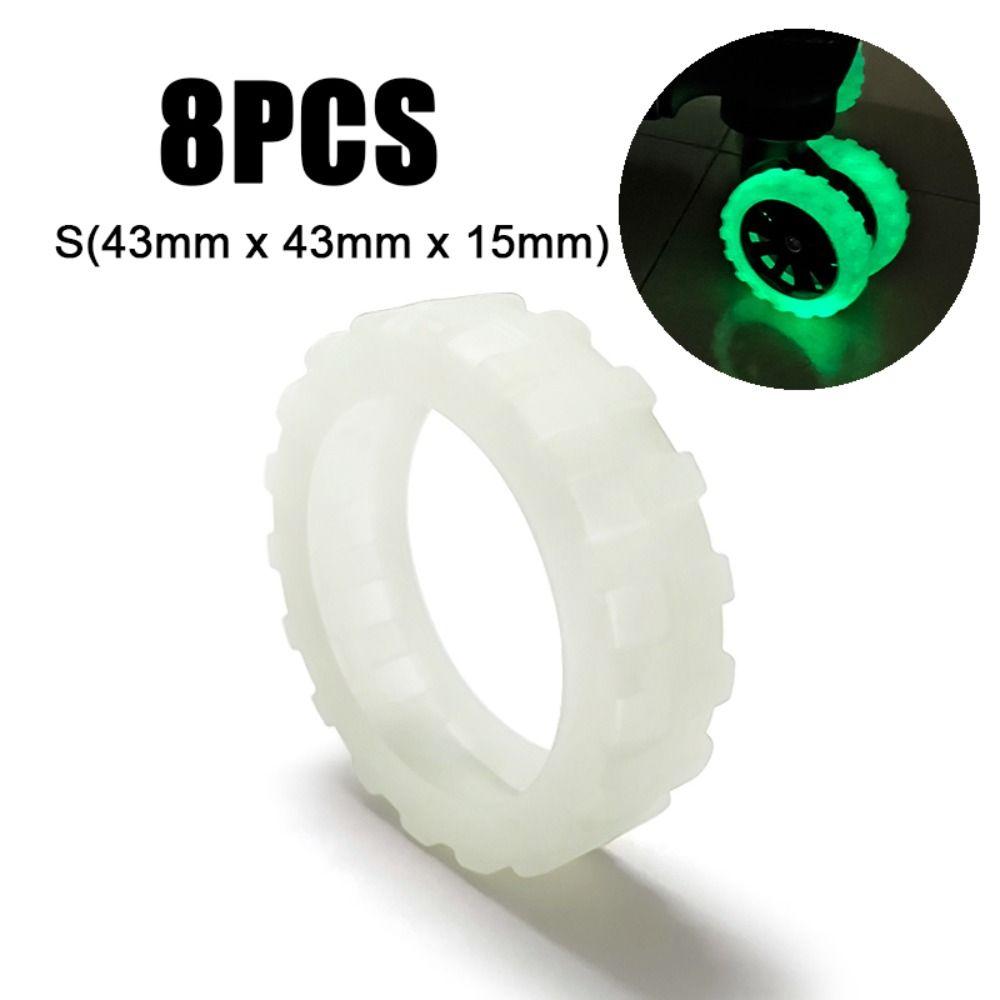 8 шт. Светящиеся силиконовые чехлы на колесики чемодана, флуоресцентные чехлы для колес с бесшумным эффектом, защита колес чемодана