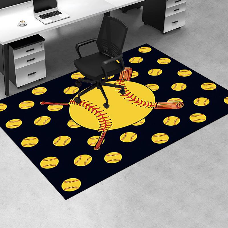 Office Carpet: Softball Theme Decorative Rug for Sofa Protection Under Chairs Sports Fanatic