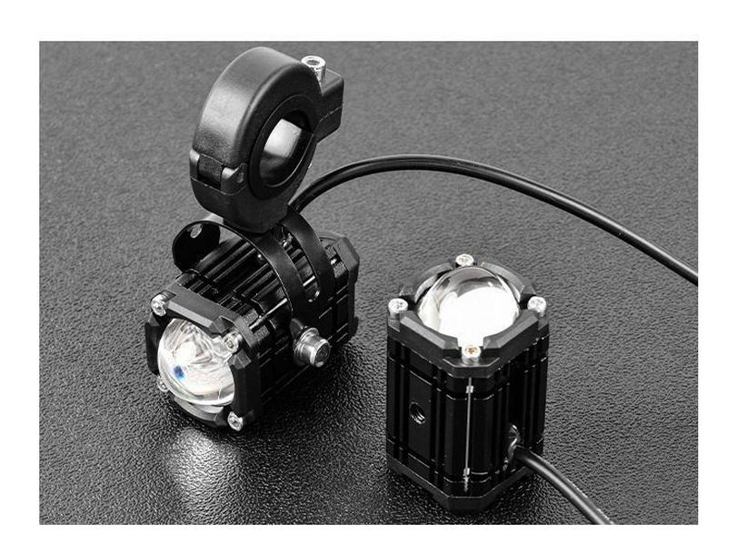 High-Intensity LED Motorcycle Spotlight with Four-Color Devil Eye and Strobe for Electric Vehicles - Adjustable High/Low Beam