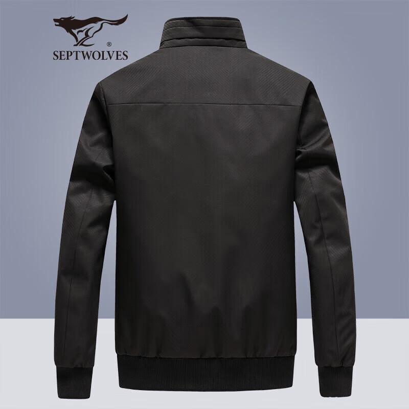 SEPTWOLVES Men's Autumn Herringbone Stand-Collar Jacket