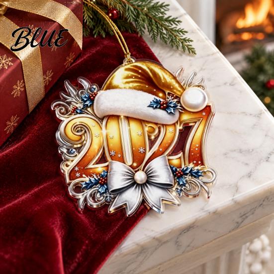 2027 Year Hanging for New 2D Flat Hat Ornament Ornaments Christmas Acrylic Decoration Tree Pendants