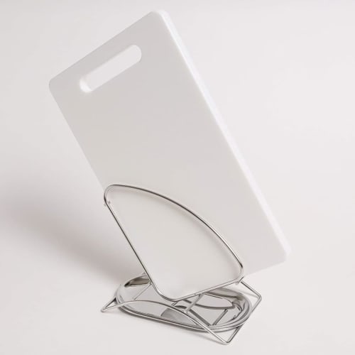 Stylish Stainless Steel Cutting Board Stand with Drain Tray, Perfect for Kitchen Storage, Made In Tsubame-Sanjo, Japan (MJ-H-5648)