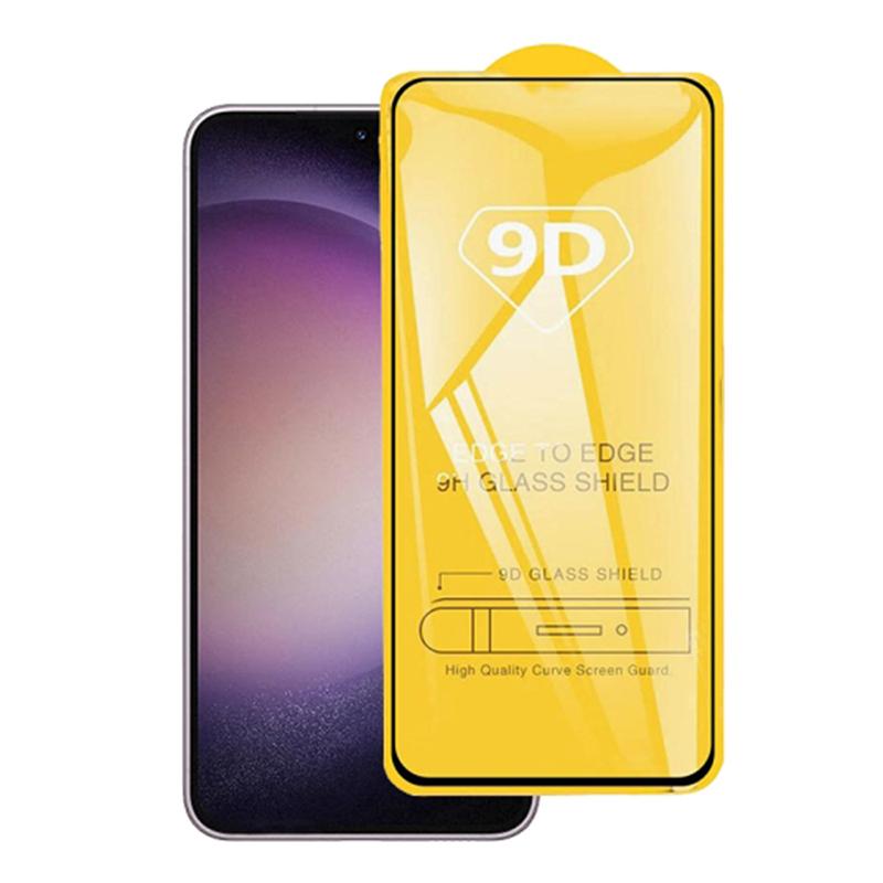 Full Screen Protector for Samsung Galaxy S23 FE,Tempered Glass Side Glue Silk Printing Phone Screen Film (9D)