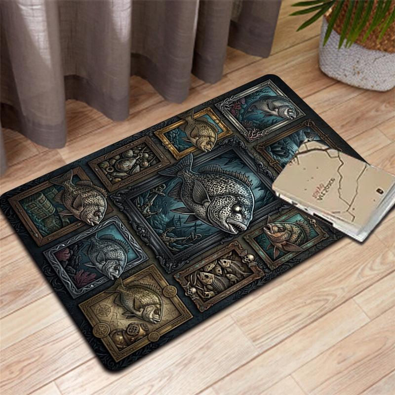 Marine Fish Collection Pattern Rug Floor Mat for Living Room or Bedroom Soft and Comfortable Carpet a Gift for Birthday and Holiday.