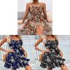 Summer Floral Printed Sleeveless Dress With Elastic Waist For Womens Casual Wear