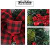 Transgraniczny Świąteczny Czerwono-Czarny Wieniec z Kokardą w Kratę z Winoroślą Jagodową Dekoracja Drzwi
