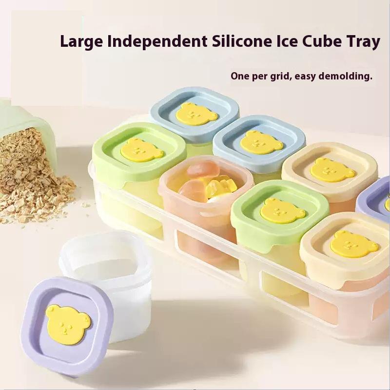 Baby food supplement box storage frozen grid silicone mold can be cooked meat mud complementary food packing box ice grid