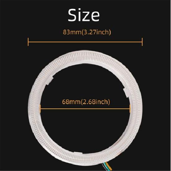 2Pcs 80mm RGB Angel Eyes Halo Ring Light For Car Motorcycle Headlight Fog lamp