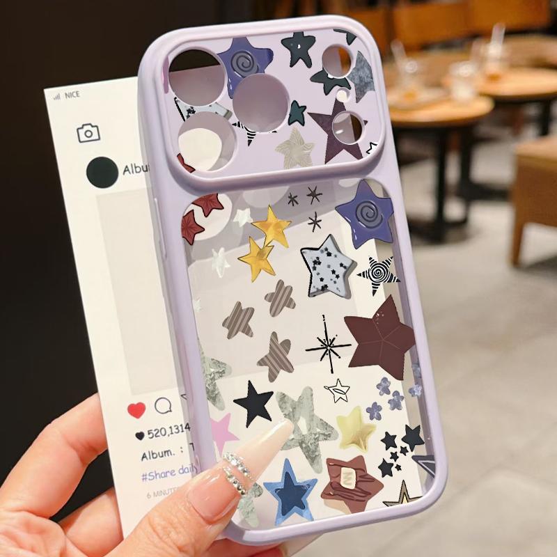 Creative Starry Stars Print Case For iPhone 17 Pro Max Hybrid TPU+PC Clear Back Hard Cover For iPhone 16 15 14 13 Pro Max