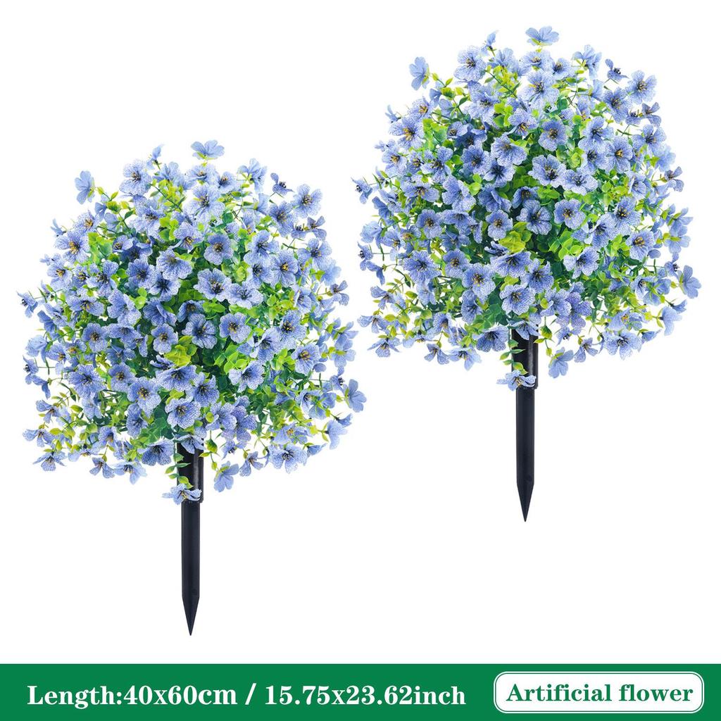 Violet Eucalyptus Garden Stake: Realistic Faux Flower Decoration with Ground Peg