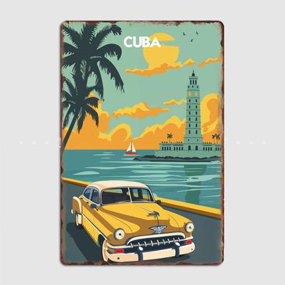 Cuban Coastline Retro Scenic Spot Travel Metal Poster Sign Bar Garage Club Custom Pub Wall Decor Tin Room Decor Home Decor