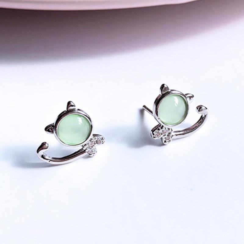 Fresh Kitten S925 Sterling Silver Stud Earrings - Cute Korean Style for Women, Perfect As Christmas Jewelry.